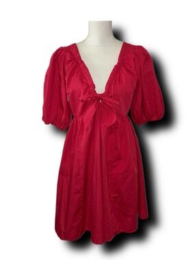 Abercrombie & Fitch Dark Pink Cinch-Front Poplin Mini Dress